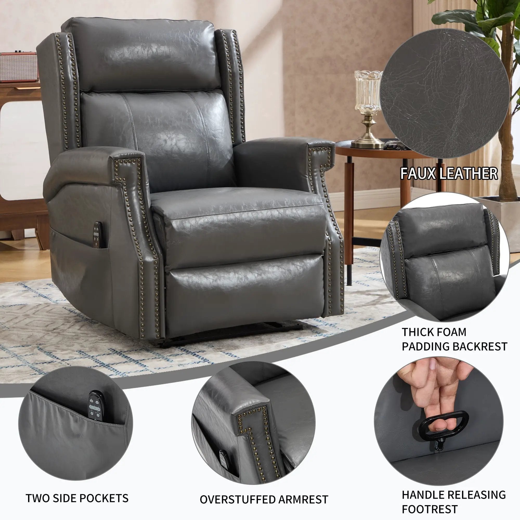 Manual Recliner Chair With Heavy Duty Motion Mechanism, 8 Vibrating Nodes And 3 Massage Modes For Living Room by HouseOfZazla