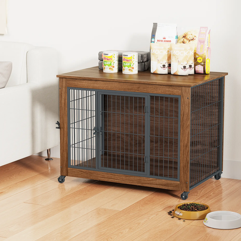 38.6" Dog Crate Furniture with Wheels for Small Dogs by HouseOfZazla