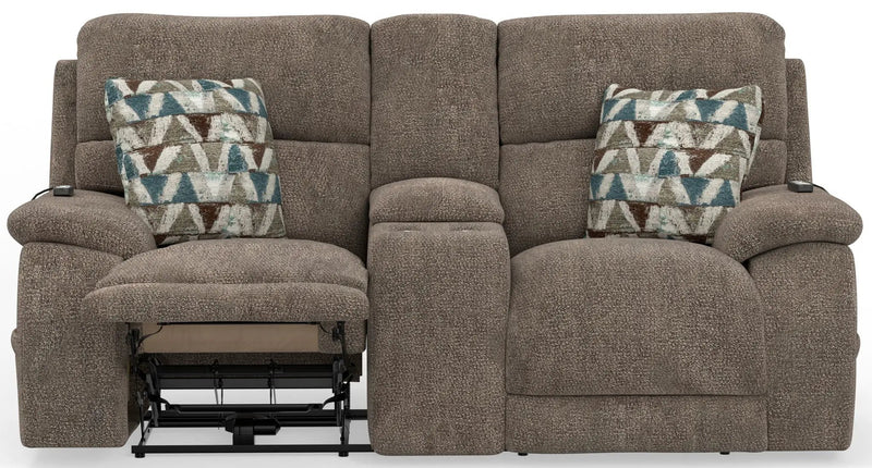 Joya - Power Headrest Power Lay Flat Reclining Console Loveseat With CR3 Heat/Massage/Lumbar/ZG by Unique Piece Furniture