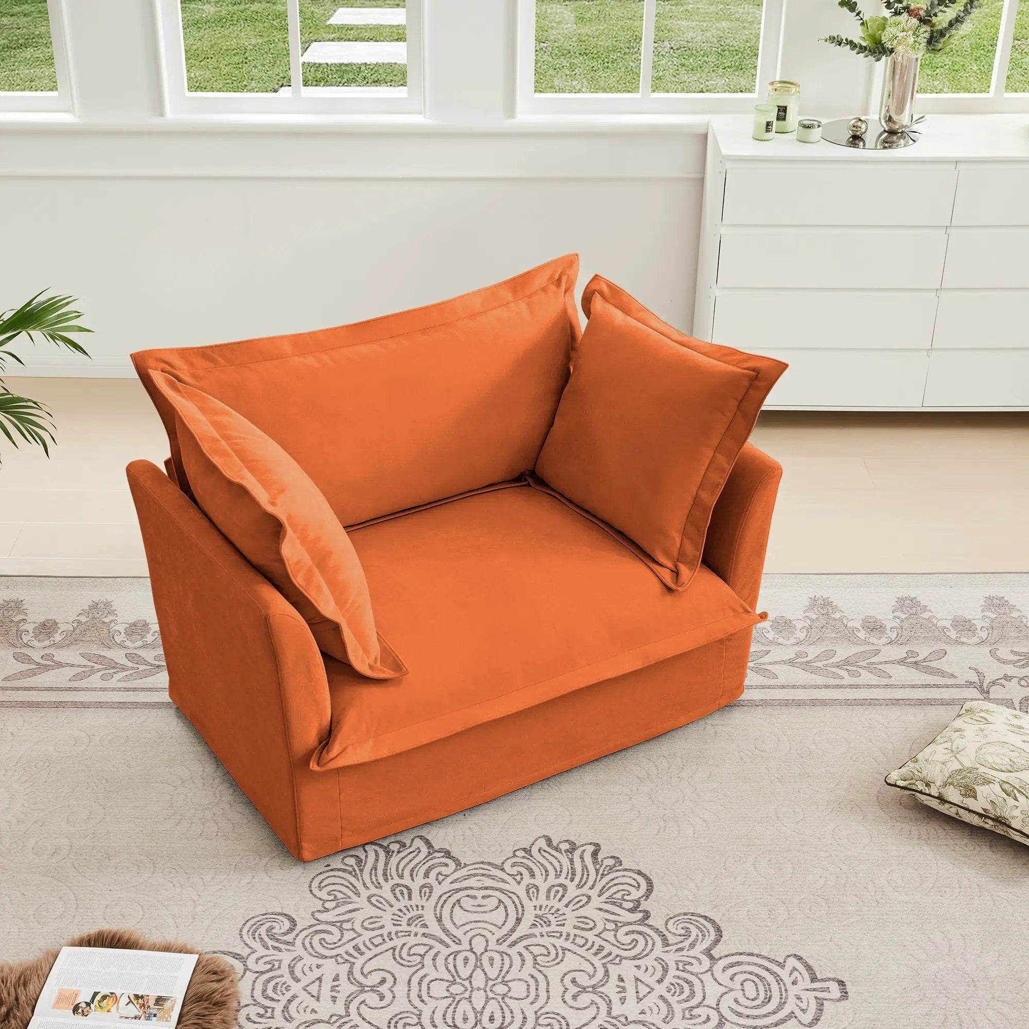Slip-Covered Armchair with Cushions by HouseOfZazla