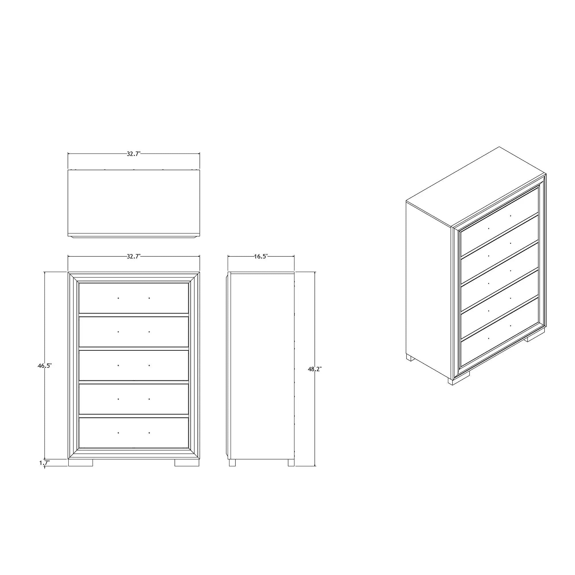 Adelaide - Chest 5 Drawer Storage Unit by Unique Piece Furniture