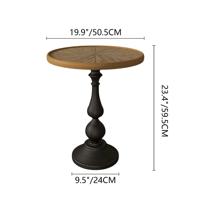 Round End Table With Pedestal Base - Natural Wood by HouseOfZazla