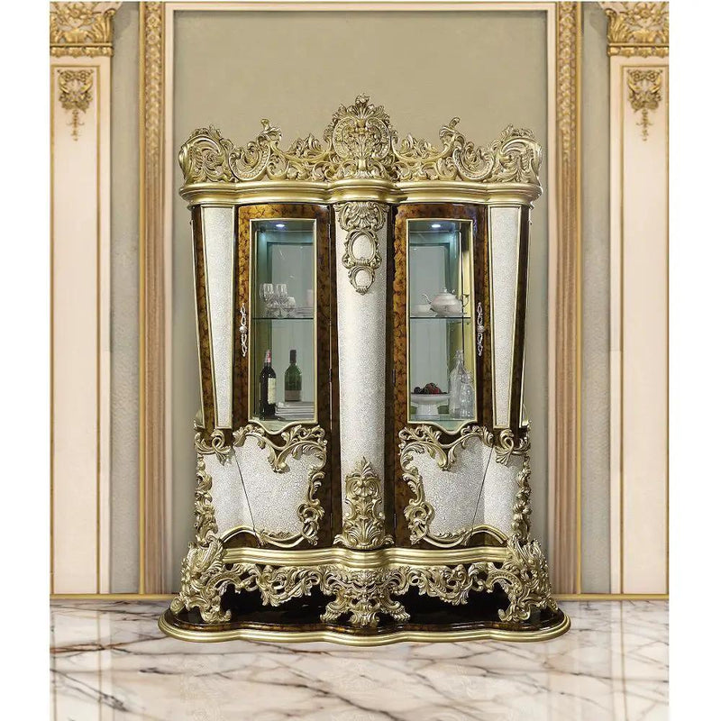 Desiderius - Curio - Antique Gold & Hand-Painted Brown by Unique Piece Furniture