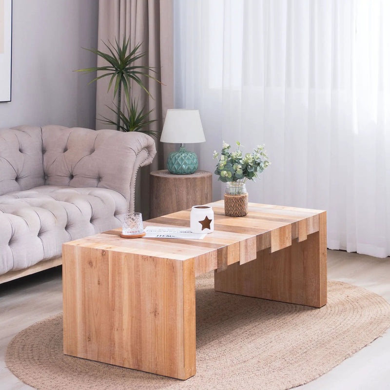 Modern Rustic Table With Sculpted Block Design by Unique Piece Furniture