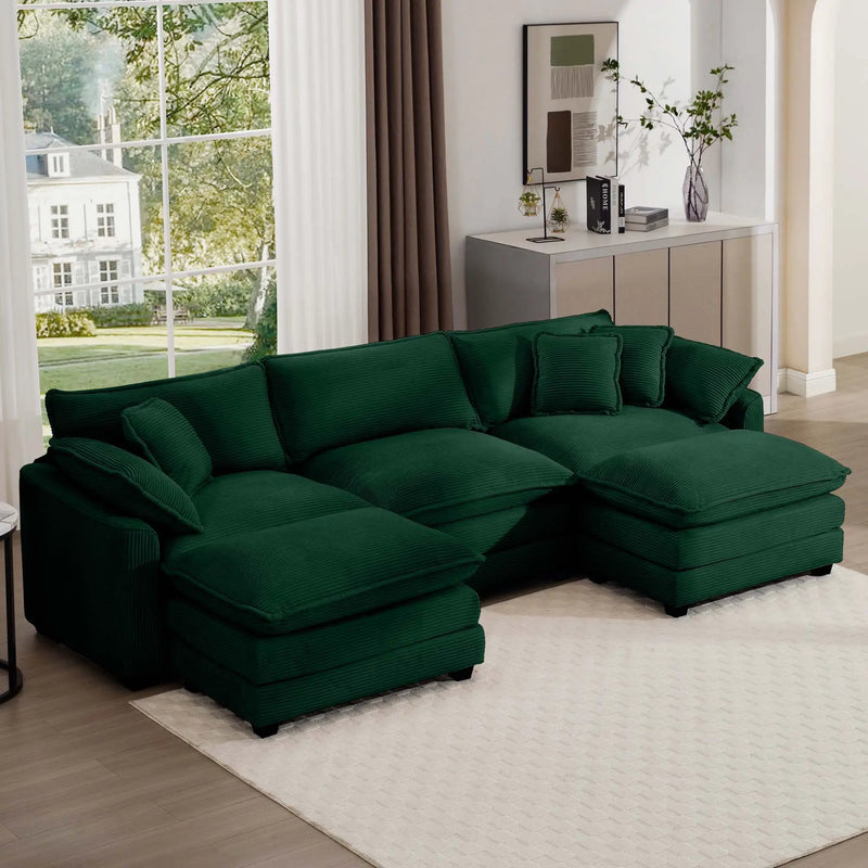 Modern Oversized Modular Cushion Sofa With Ottoman, Low Back, Deep Seating Sofa Set by Unique Piece Furniture
