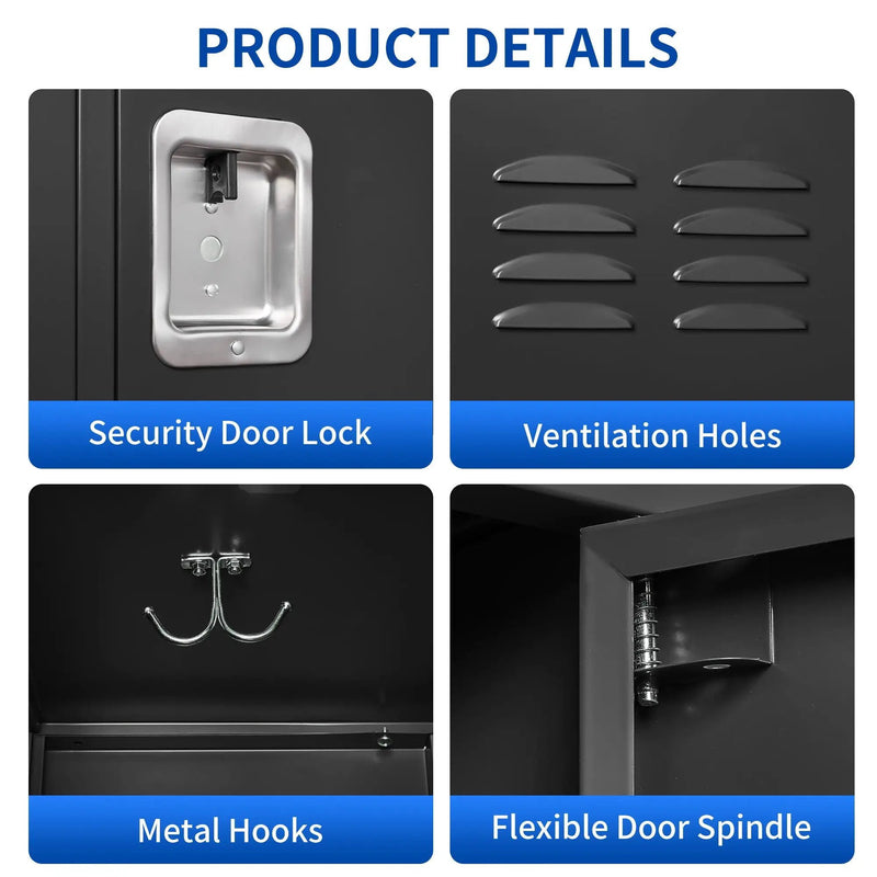 9 Door Lockers With Lock For Secure Storage And - Black by Unique Piece Furniture
