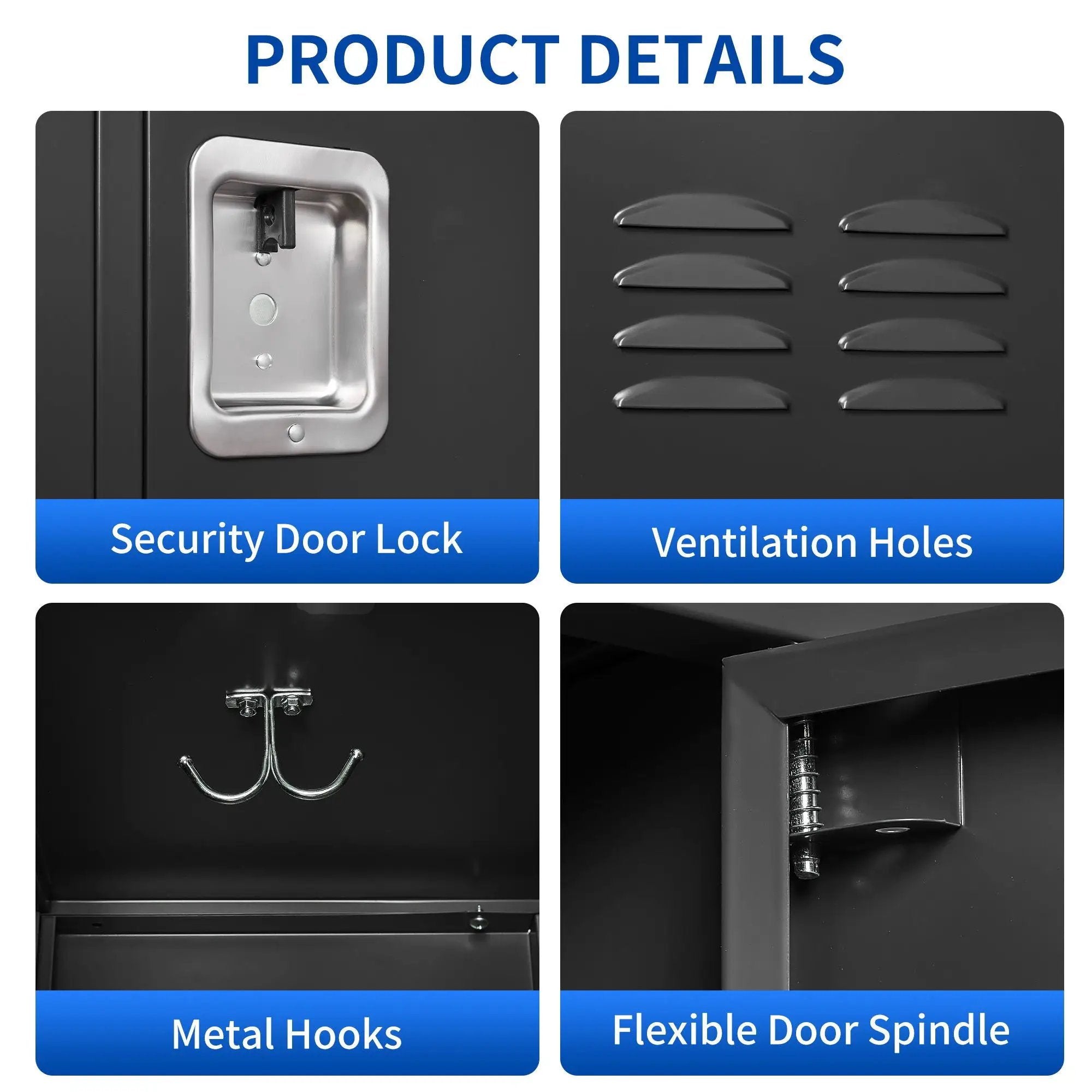 9 Door Lockers With Lock For Secure Storage And - Black by HouseOfZazla