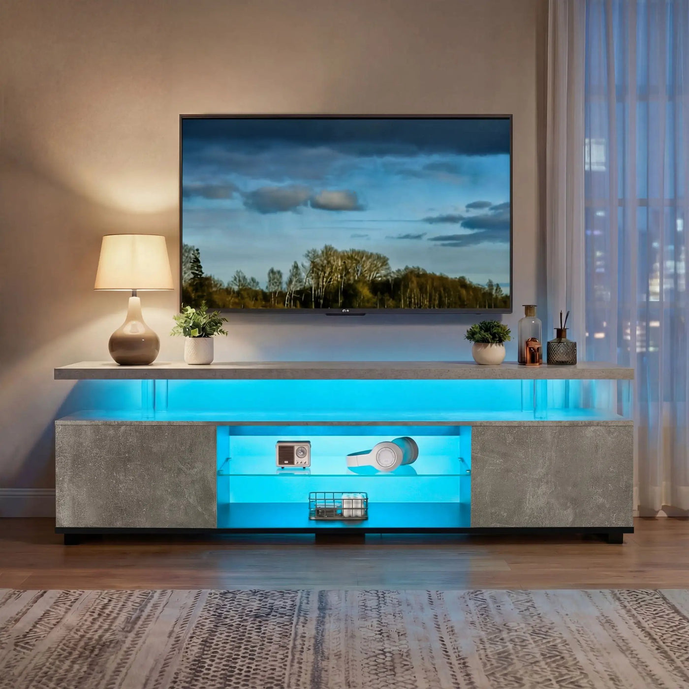 TV Stant With LED And Large Side Cabinet by HouseOfZazla