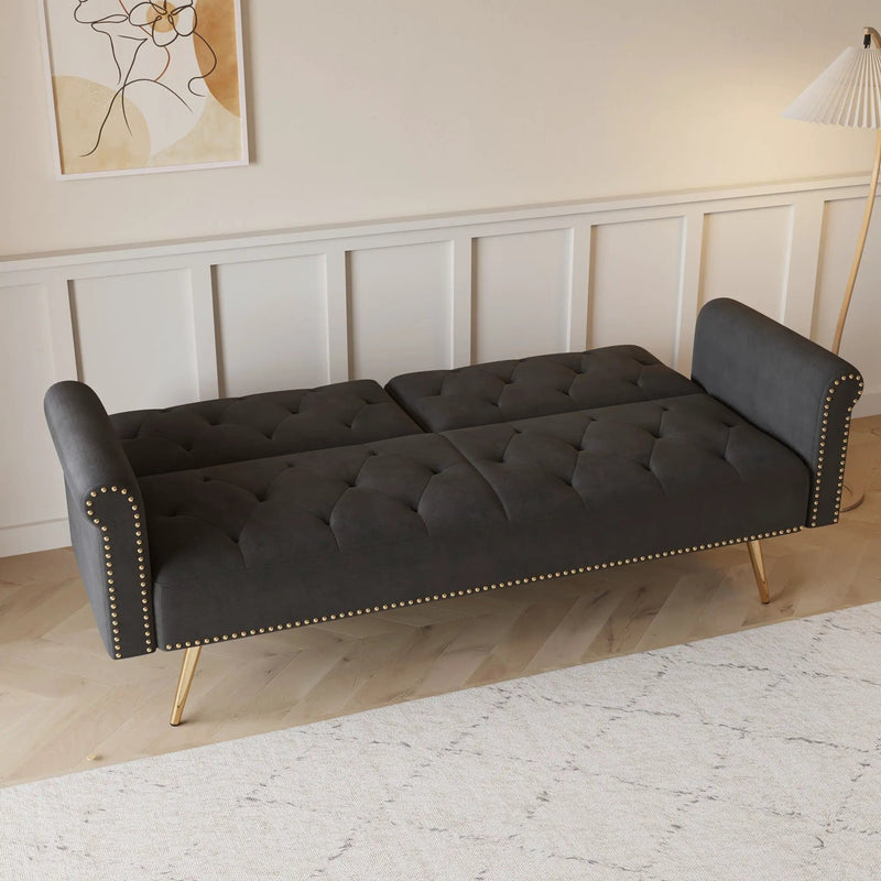 Luxurious Sofa Bed With Nail Head Trim And Matching Pillow by Unique Piece Furniture