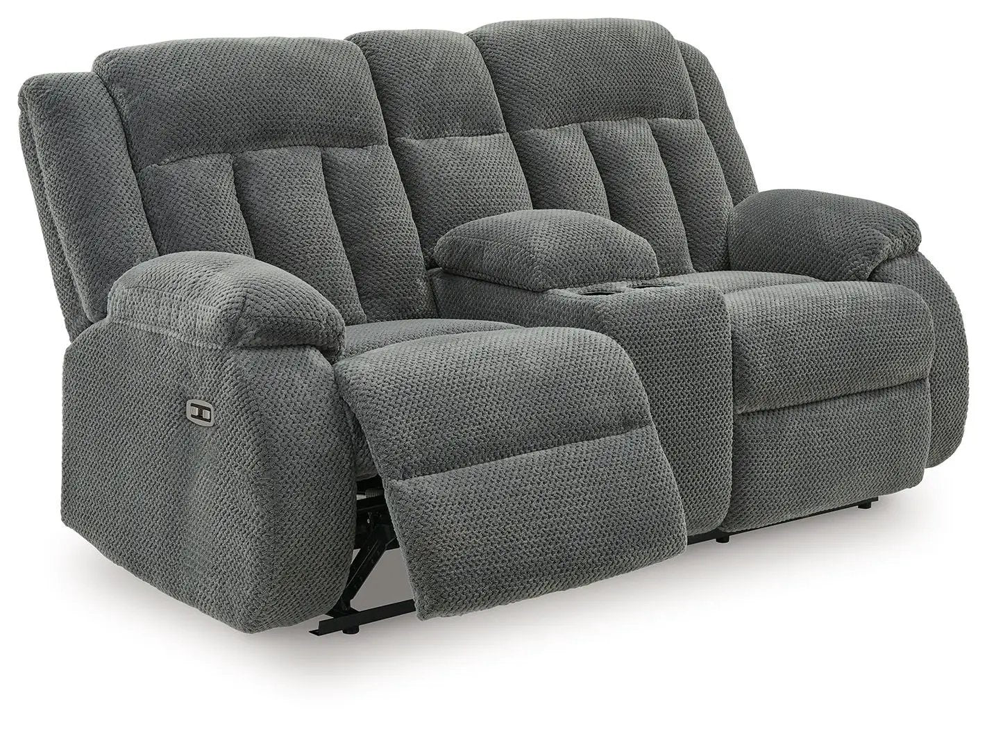 Observation - Double Reclining Power Loveseat With Console - Steel by Unique Piece Furniture