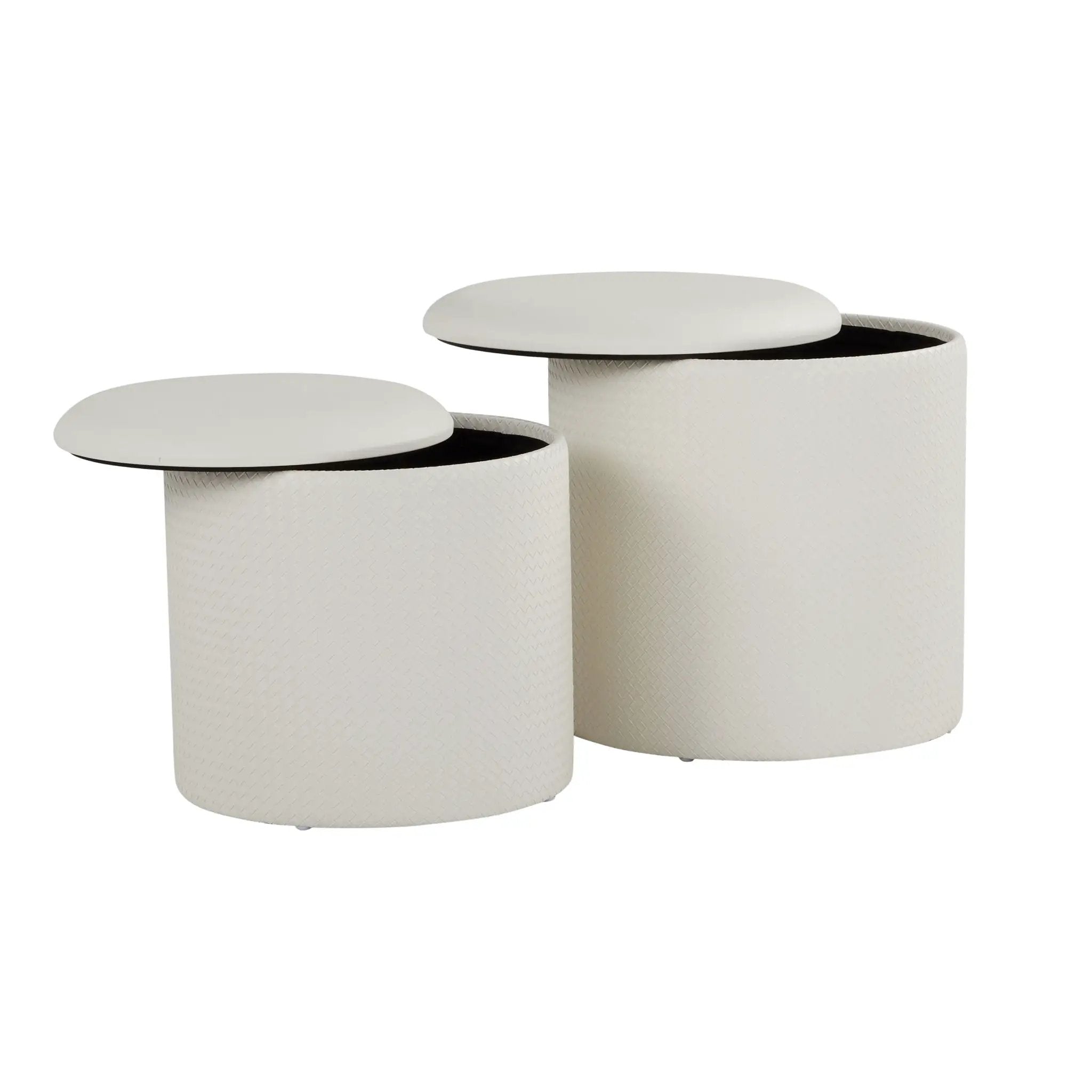 Maverick - Contemporary Nesting Ottoman Set With - Cream by HouseOfZazla