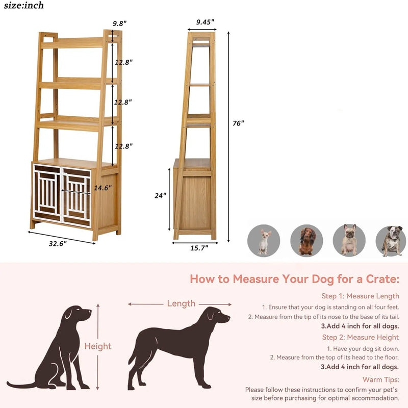 Modern Furniture Style 2 In 1 Pet Friendly Dog Crate Ladder Bookcase - Ancient Oak by Unique Piece Furniture