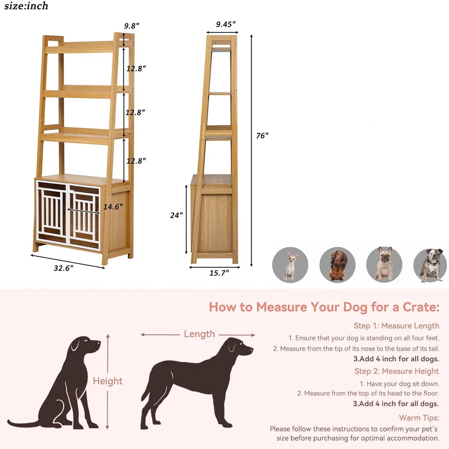 Modern Furniture Style 2 In 1 Pet Friendly Dog Crate Ladder Bookcase - Ancient Oak by HouseOfZazla