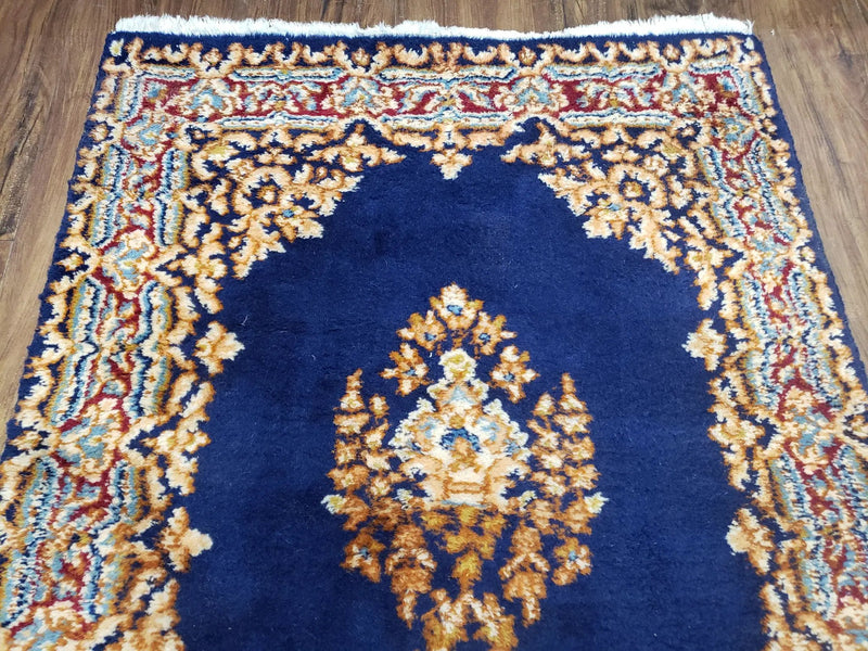 Semi Anique Dark Blue Persian Kerman Runner, 2'7" x 13'5" by Jewel Rugs