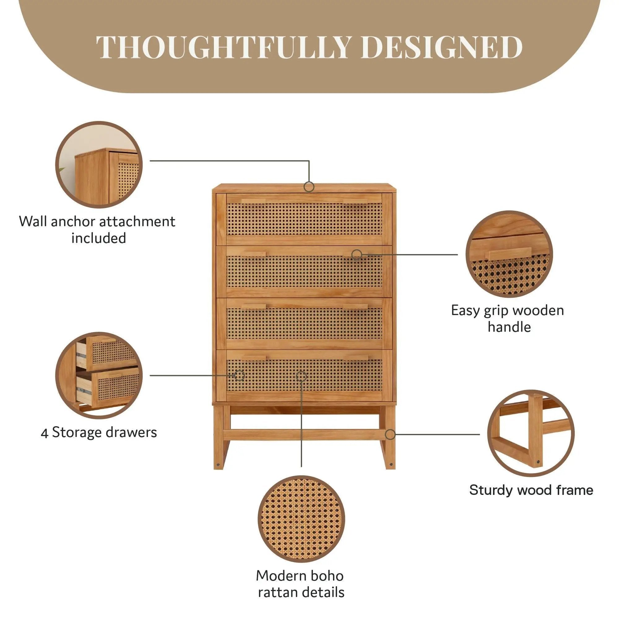 Talo - 4 Drawer Dresser - Natural by Unique Piece Furniture