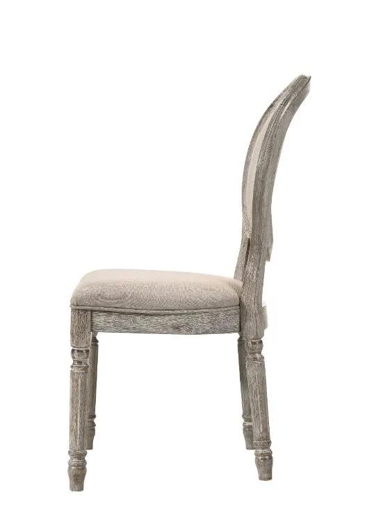 Faustine - Side Chair (Set of 2) - Tan Fabric & Salvaged Light Oak by Unique Piece Furniture