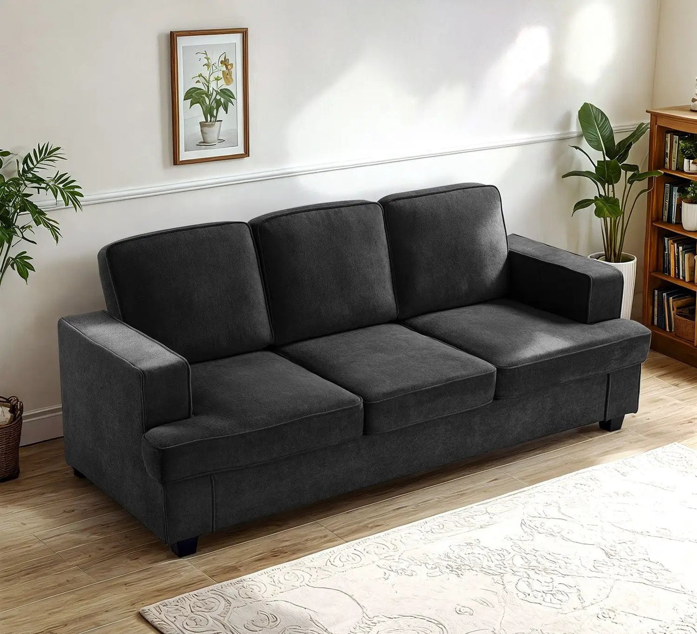 Modern Sofa, Comfortable 3 Seater Couch With Deep Seating, Loose Back Cushions, Wide Arms by Unique Piece Furniture