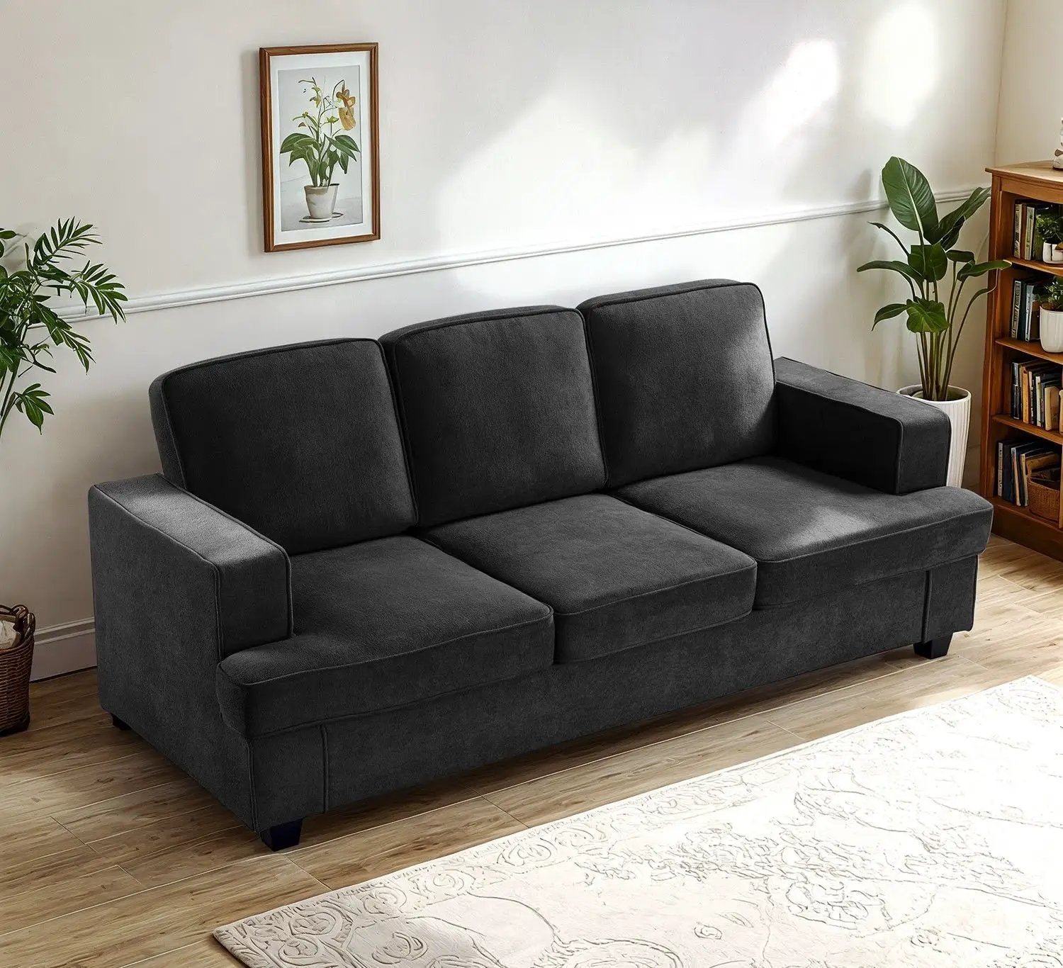 Modern Sofa, Comfortable 3 Seater Couch With Deep Seating, Loose Back Cushions, Wide Arms by Unique Piece Furniture