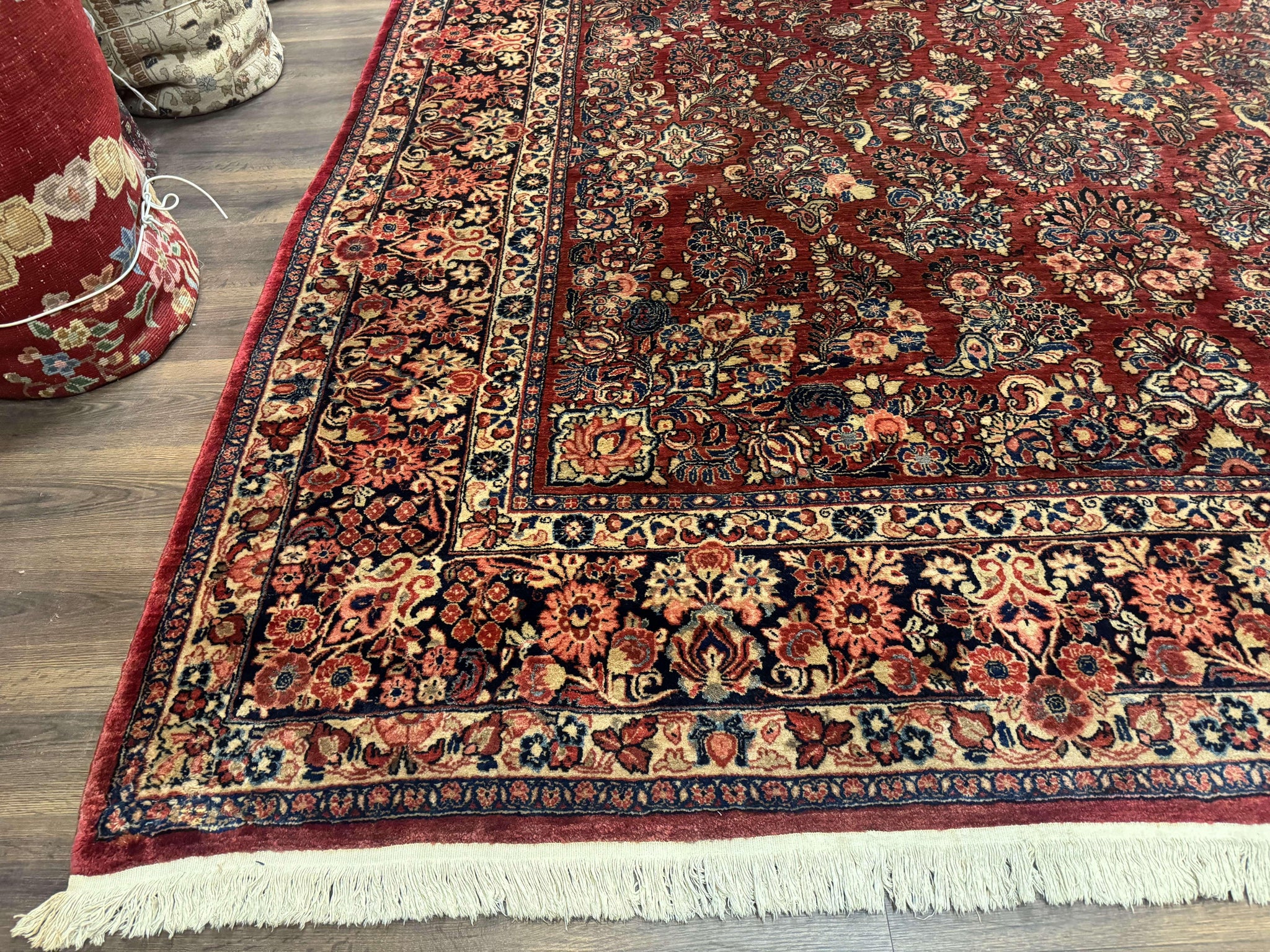 Large Persian Sarouk Rug 10x17, Palace Size Antique Persian Carpet, Red, Floral Allover, Traditional Persian Rug, Oversize Handmade Wool Rug by Jewel Rugs