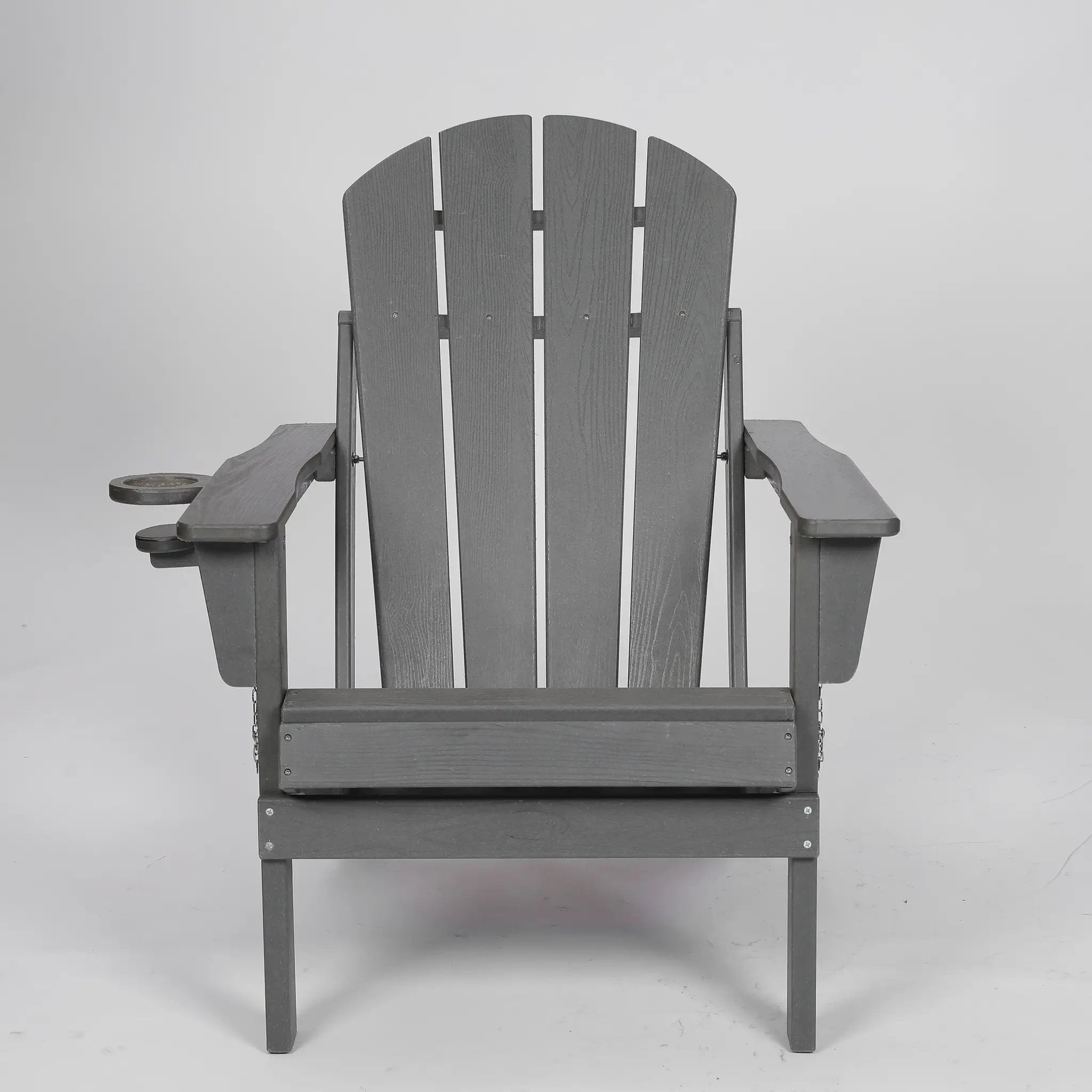 HDPE Folding Adirondack Chair with Dual Cup Holder - Gray by HouseOfZazla