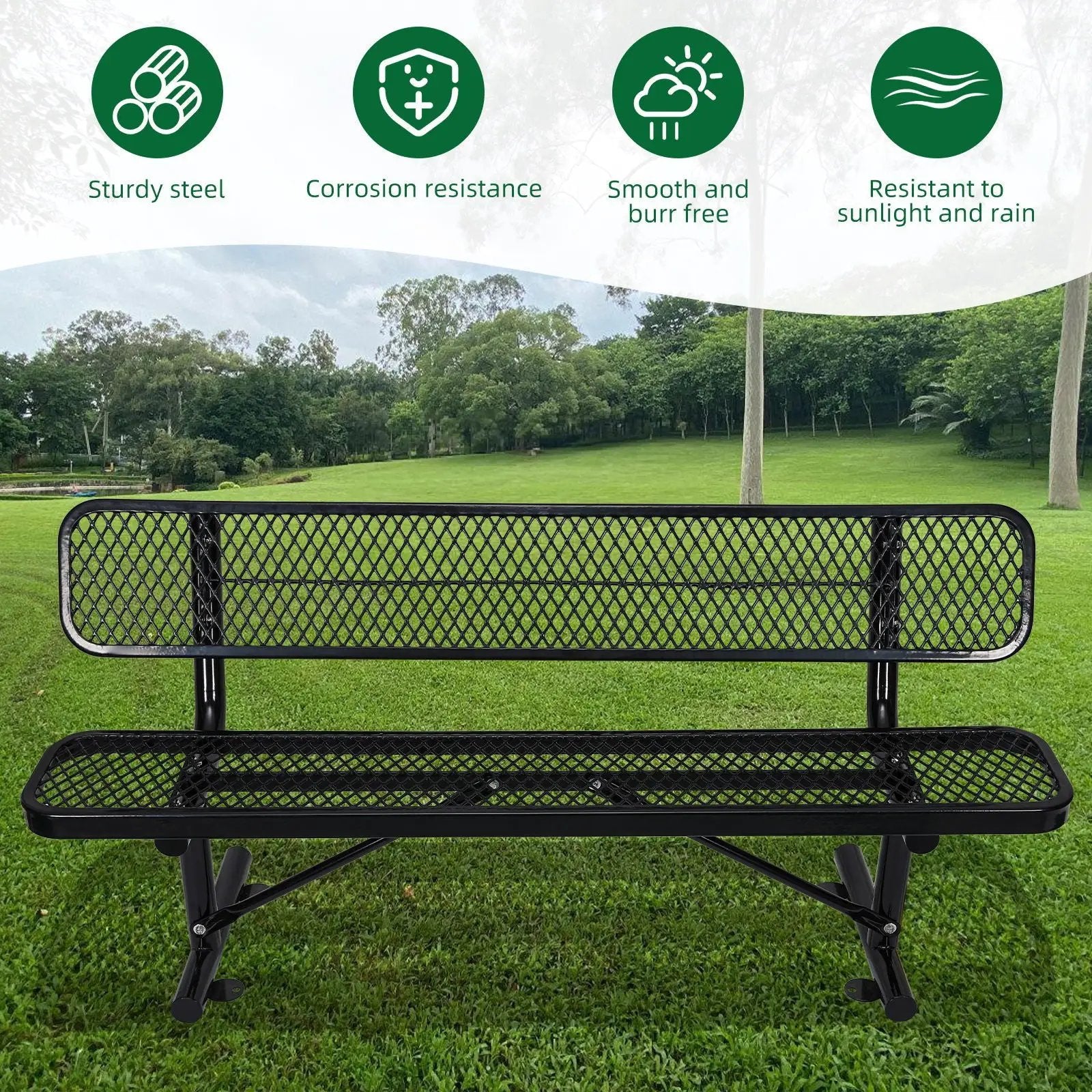 Outdoor Steel Bench With Backrest by HouseOfZazla