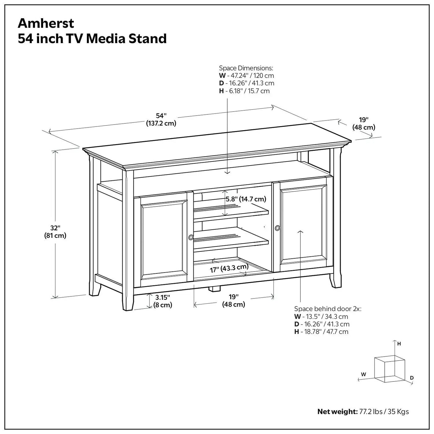 Amherst - TV Media Stand, Handcrafted by HouseOfZazla