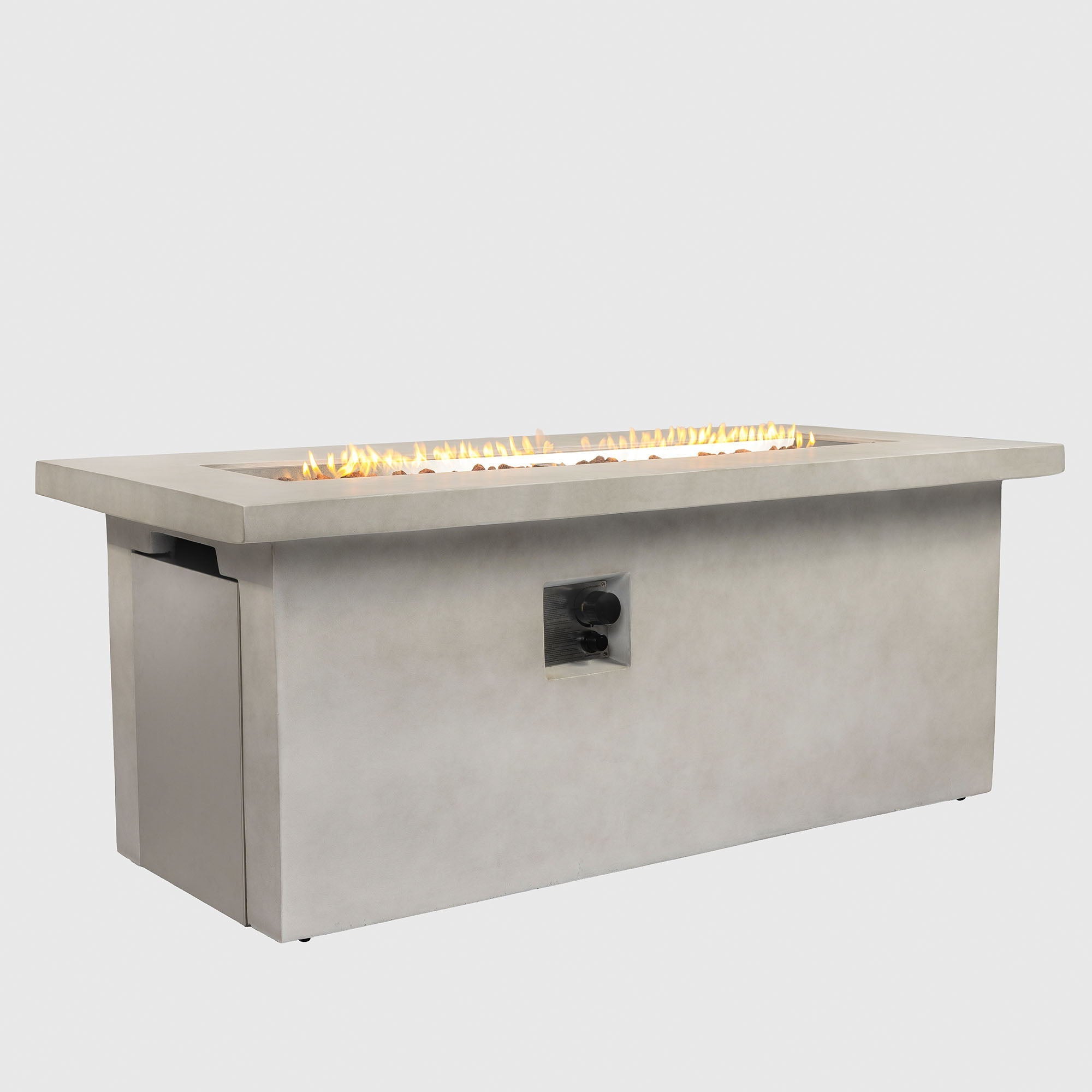 Rectangular Propane Gas Fire Pit Table With 60000 Btu For Outdoor Spaces - Light Gray by HouseOfZazla
