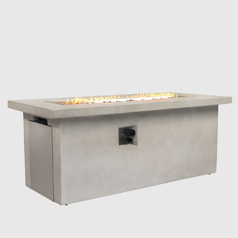 Rectangular Propane Gas Fire Pit Table With 60000 Btu For Outdoor Spaces - Light Gray by HouseOfZazla