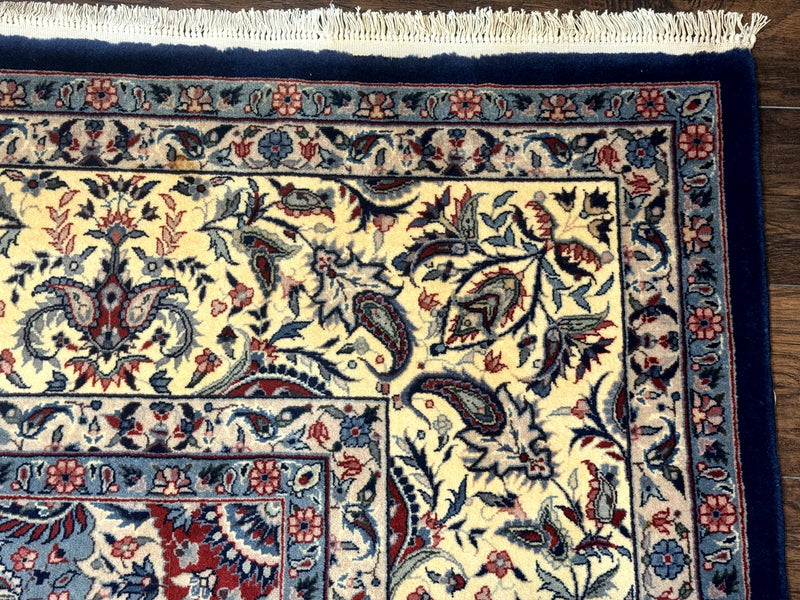 Sino Persian Kerman Rug 10x14, Blue and Beige, Floral Medallion, Fine 240 KPSI by Jewel Rugs