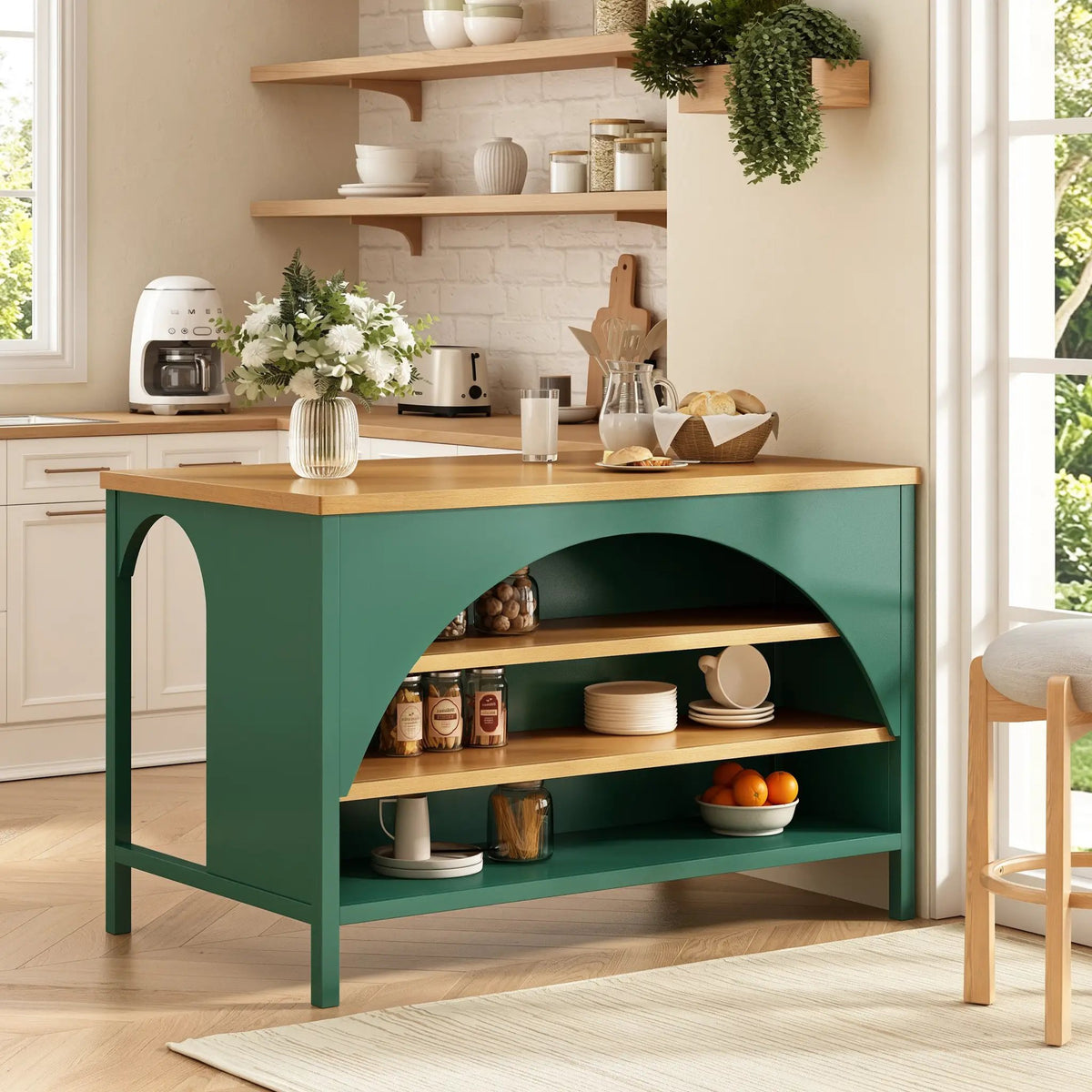 56" Farmhouse Kitchen Island with Open Storage by HouseOfZazla