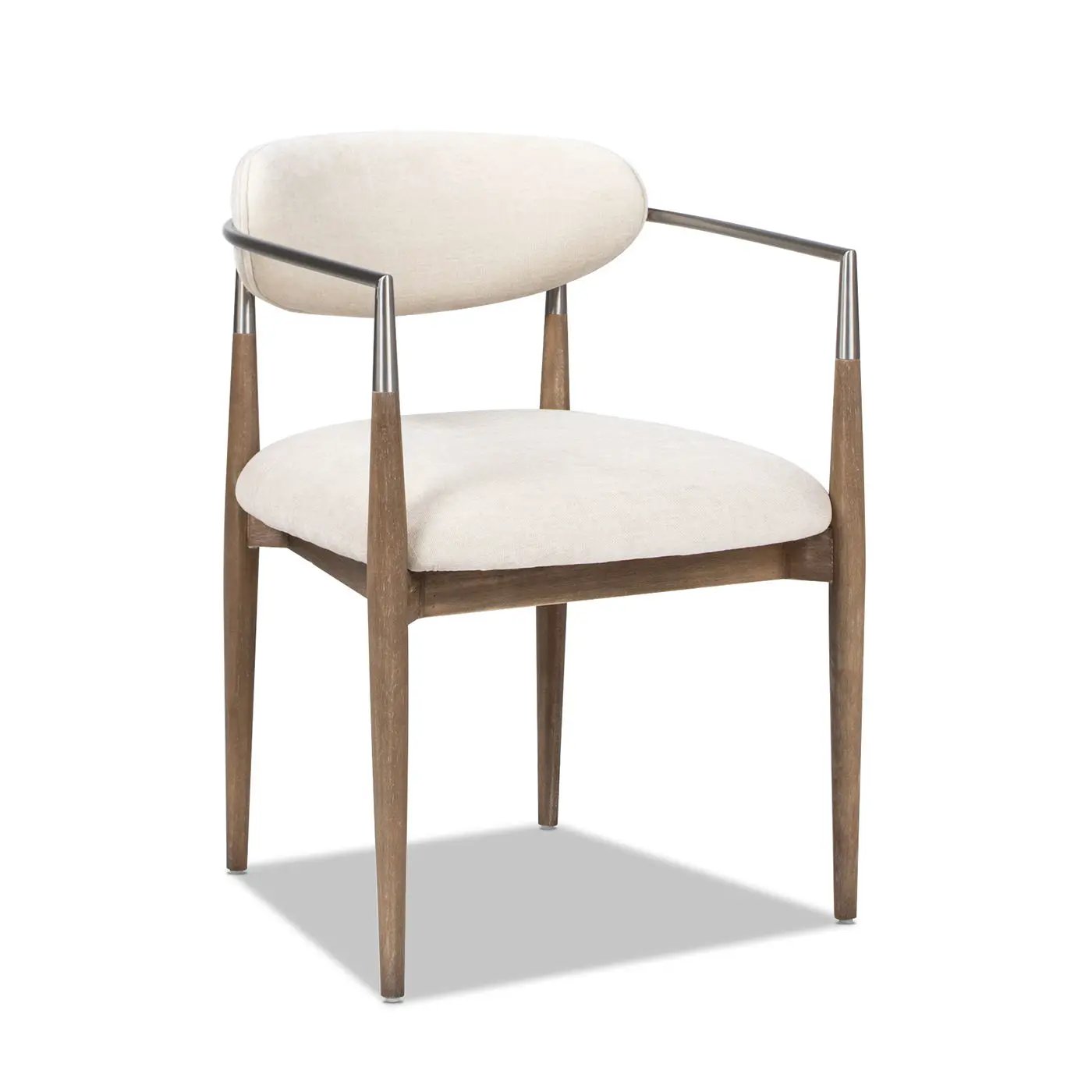Artemis - Mixed Material Upholstered Dining Arm Chair - Warm White by Unique Piece Furniture
