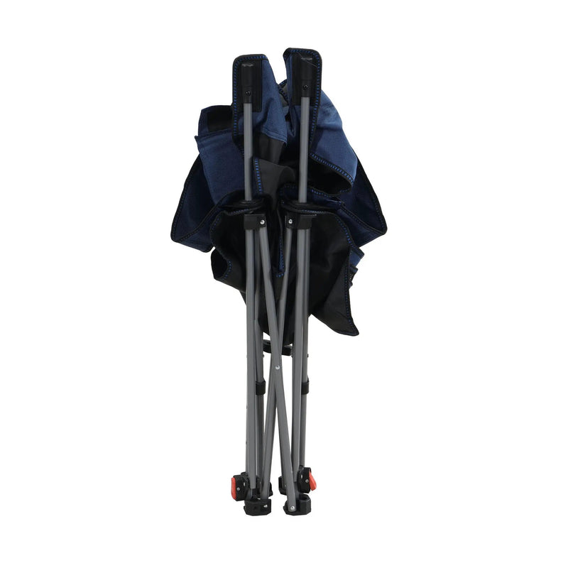 Outdoor Camping Chair With 3 Level Reclining, Side Pockets & Cup Holder, Folding With Carry Bag - Dark Blue by HouseOfZazla