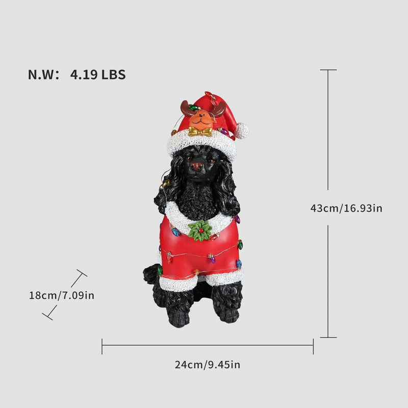 Festive Black Poodle Christmas Statue by HouseOfZazla