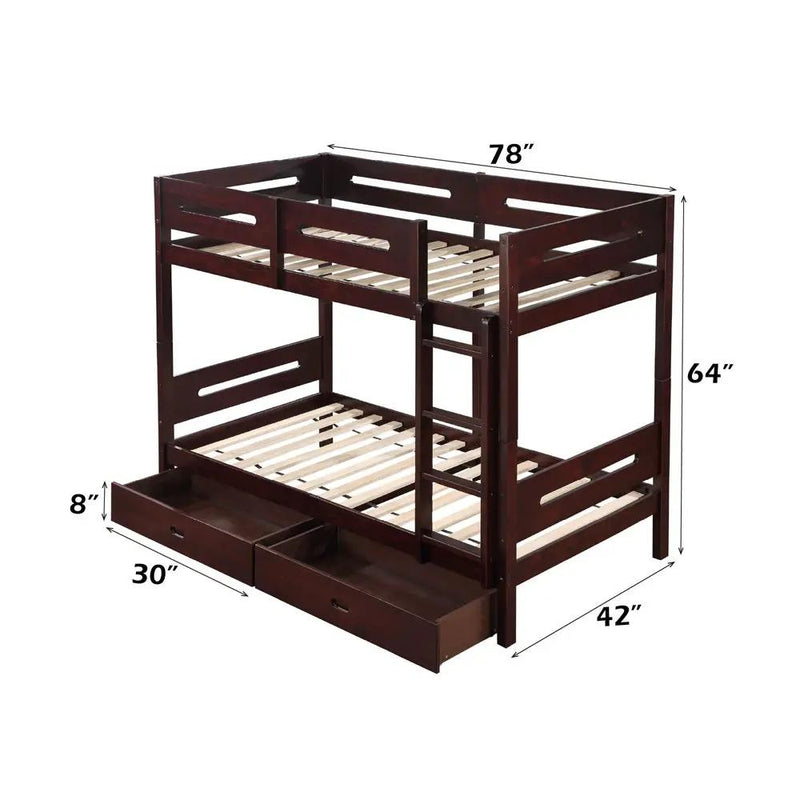 Nissa - Twin Over Twin Bunk Bed - Espresso by Unique Piece Furniture
