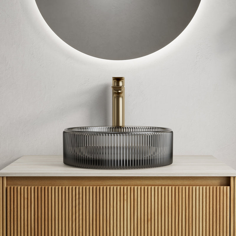 Sonny 16'' Bathroom Round Crystal Glass Sink Transparent by HouseOfZazla