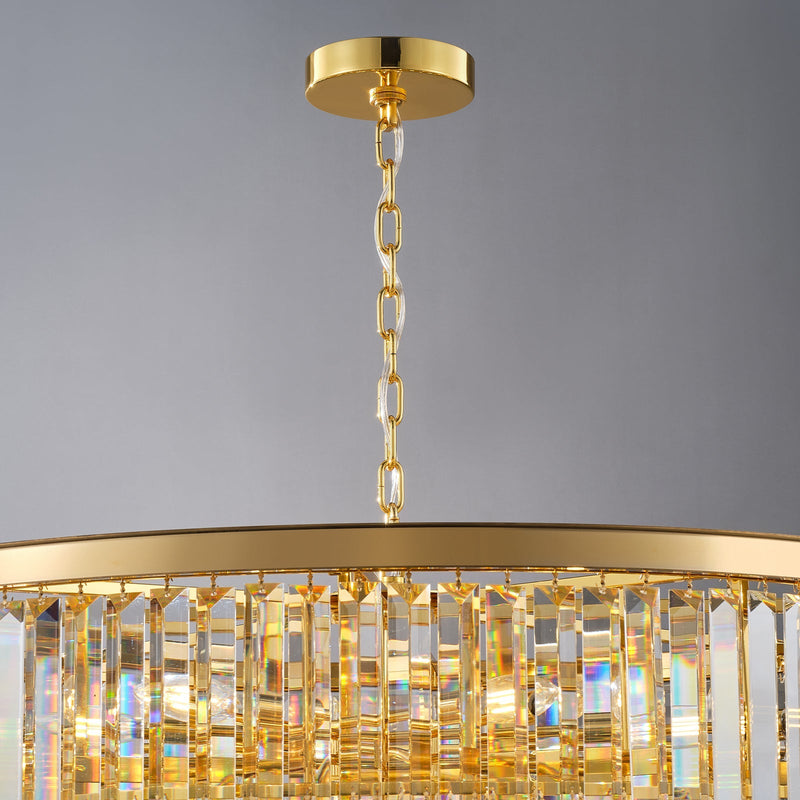 48-Inch Gold Tiered Crystal Tube Chandelier by HouseOfZazla