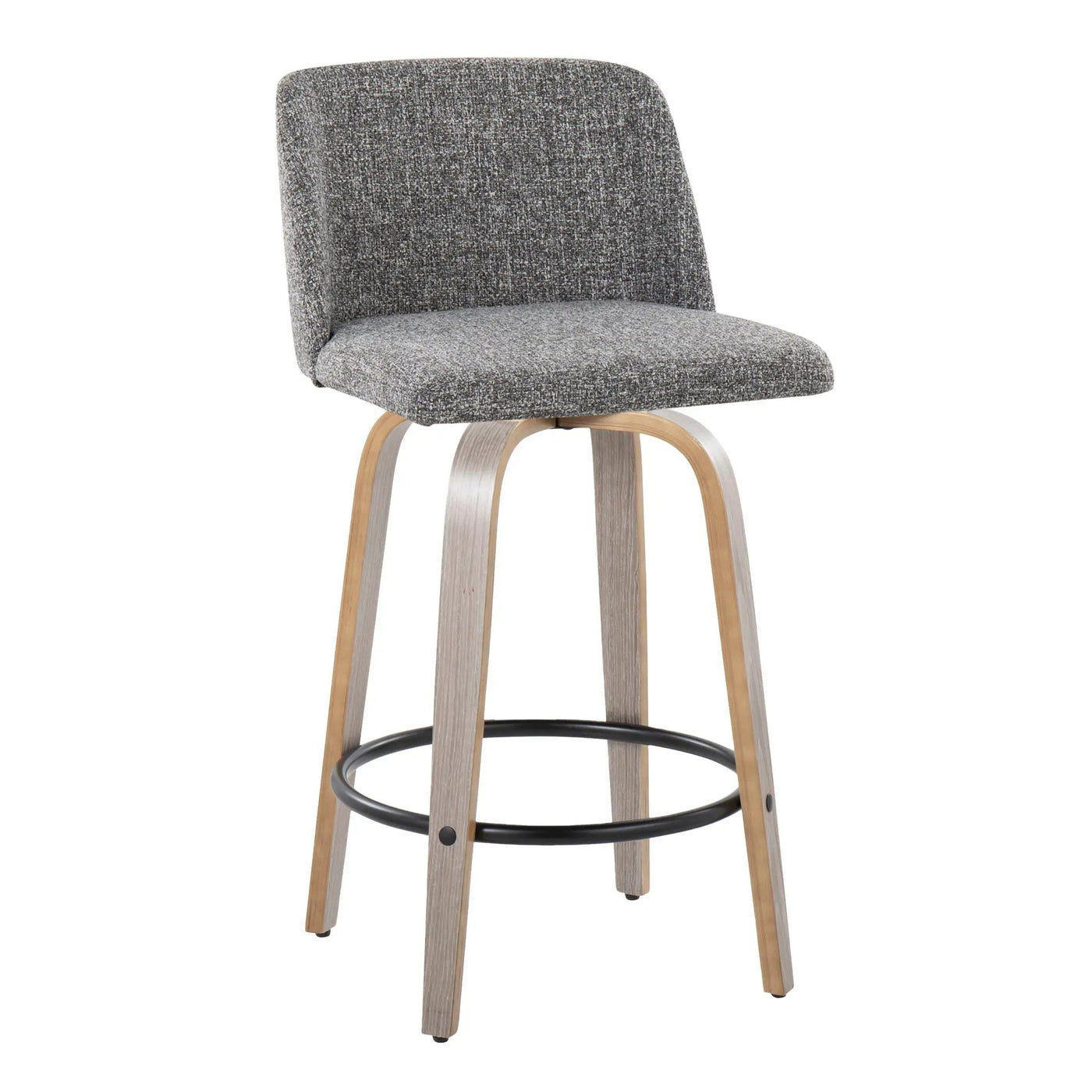 Toriano - Contemporary Fixed Height Counter Stool With Swivel & Round Footrest (Set of 2) by HouseOfZazla
