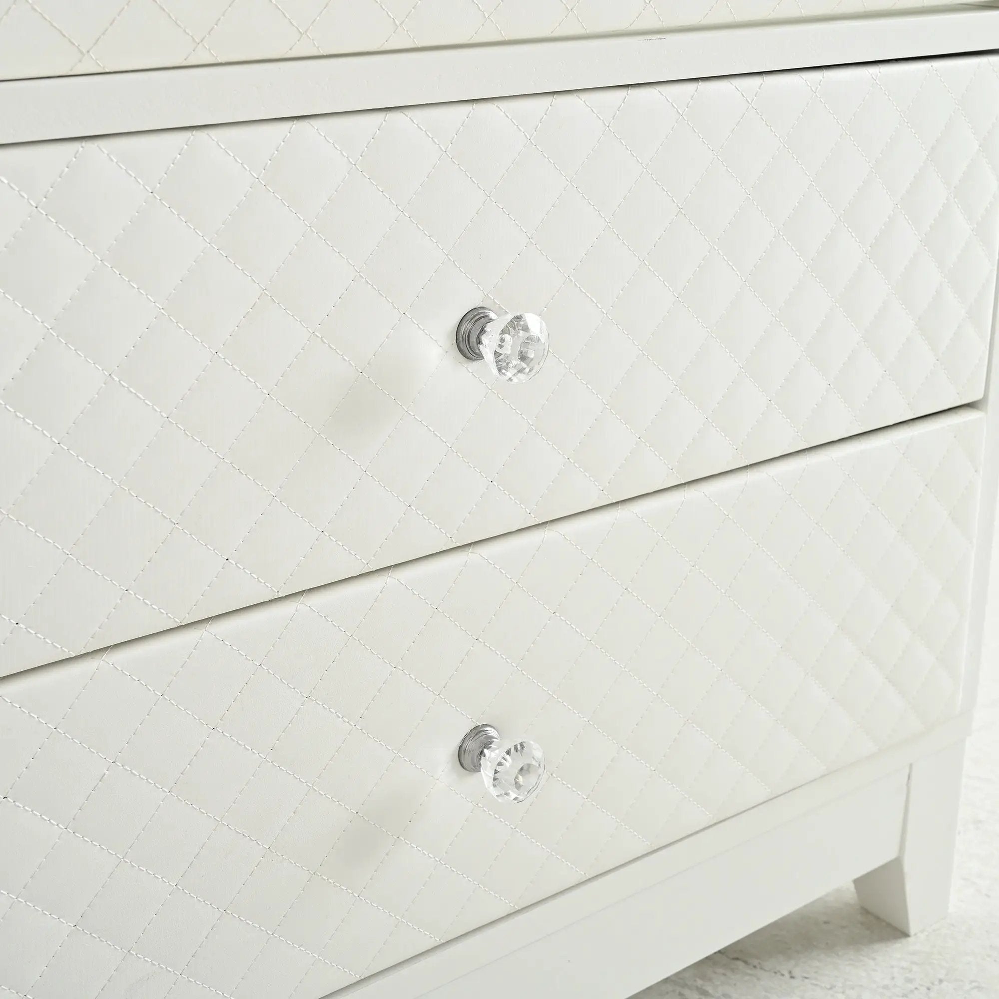 Modern Upholstered Glass Display Cabinet With Adjustable LED Light - White