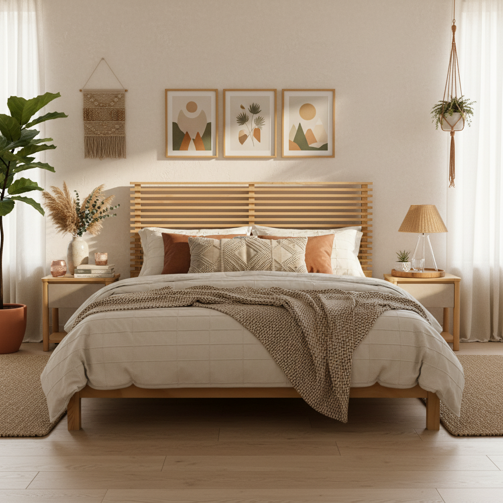 Premium Solid Wood King Size Bed Frame with Headboard by HouseOfZazla