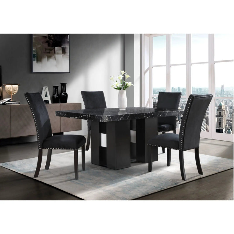 Jhoanna - 5 Pieces Dining Table Set - Black by HouseOfZazla