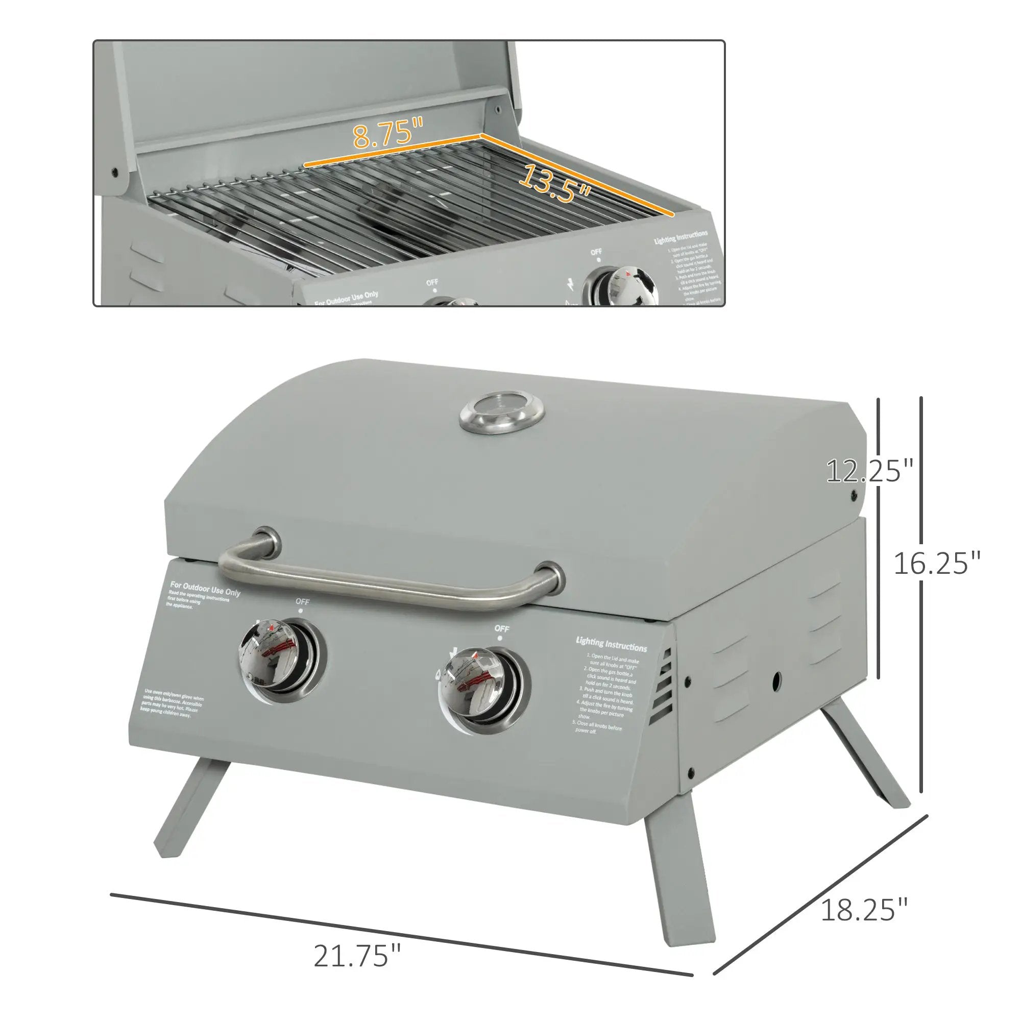 Outsunny 2 Burner Propane Gas Grill Outdoor Portable Tabletop BBQ by HouseOfZazla