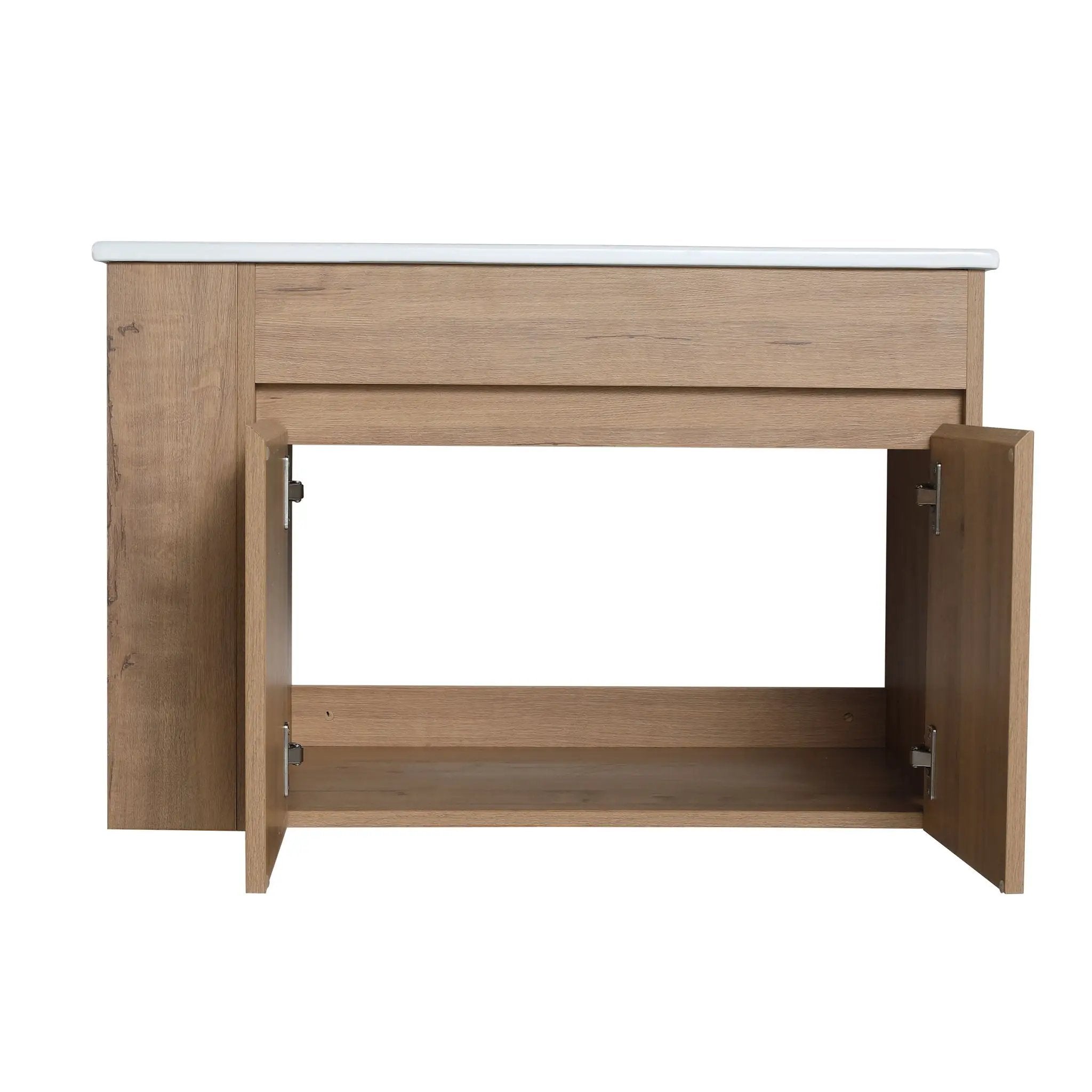 Modern Wall Mounted Bathroom Vanity With Sink And Storage Rack Soft Close Doors Plywood - Imitative Oak by HouseOfZazla