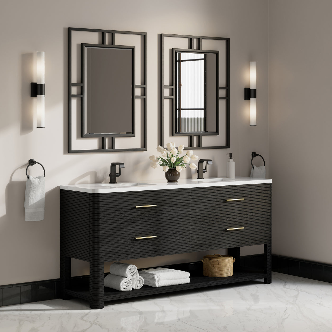 James Martin Lucian 72" Double Bathroom Vanity, Carbon Oak, view 22