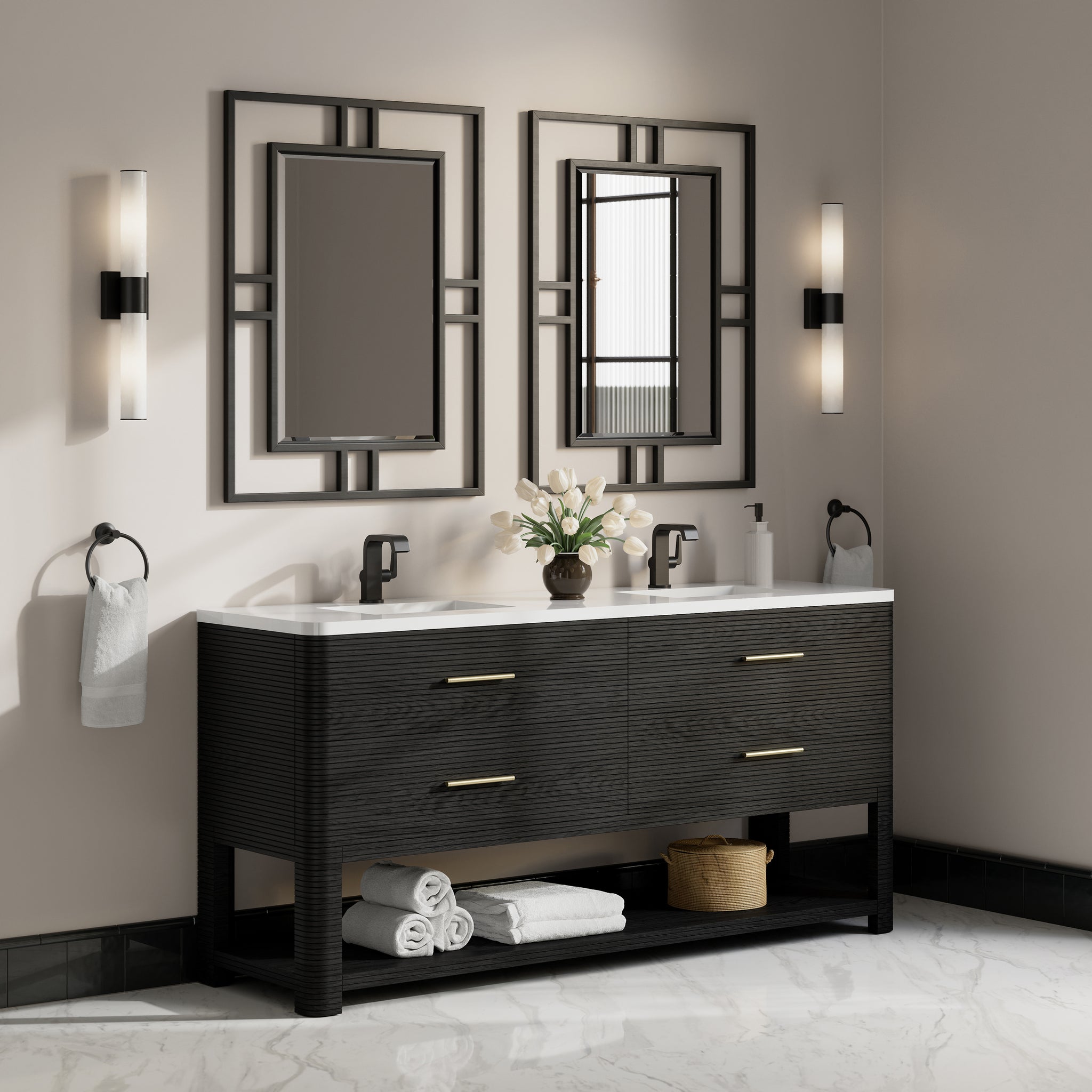 James Martin Lucian 72" Double Bathroom Vanity, Carbon Oak, view 22