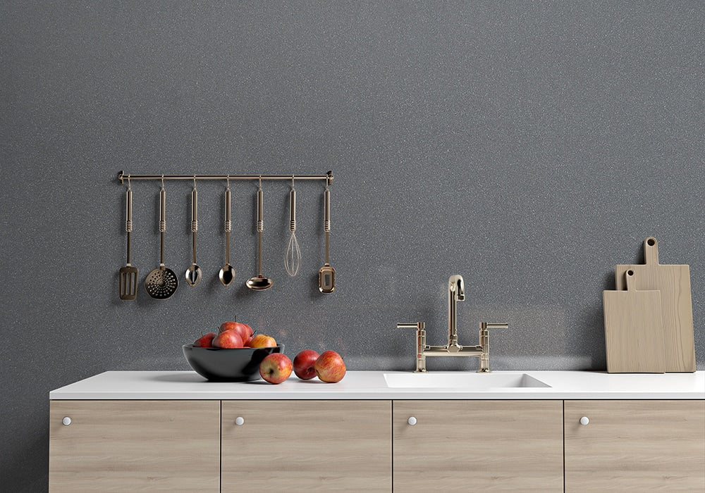 Absolute Black Honed Granite Slab Random room scene 2
