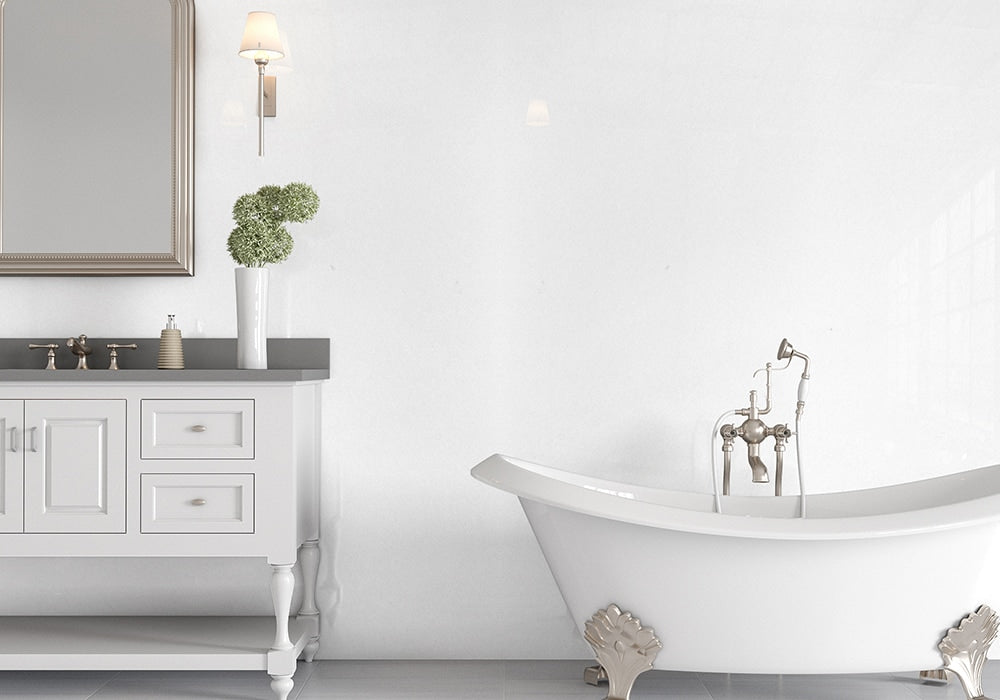 Absolute White Polished Marble Slab Random room scene