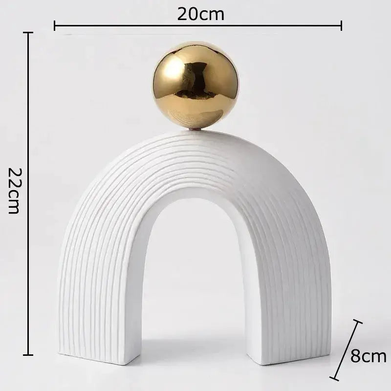 Modern Arch Sculpture with Golden Sphere by House Of Avana