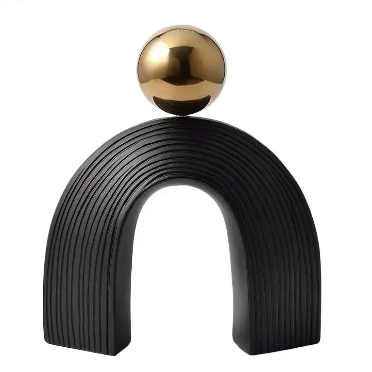 Modern Arch Sculpture with Golden Sphere by House Of Avana