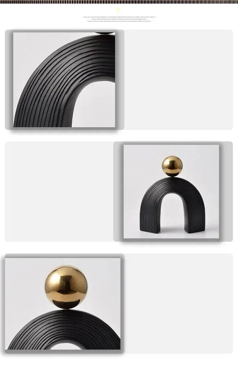 Modern Arch Sculpture with Golden Sphere by House Of Avana