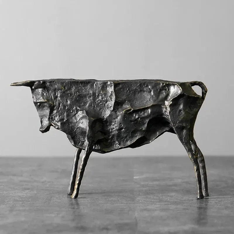 Abstract Bull Statue Textured Metal Sculpture for Your Home Decor by House Of Avana